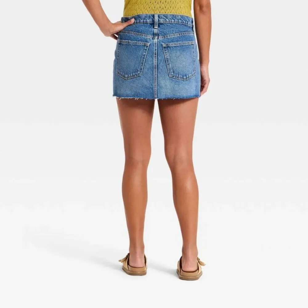 Women's Mid-Rise Micro Mini Jean Skirt - Vintage Medium Destroy 00